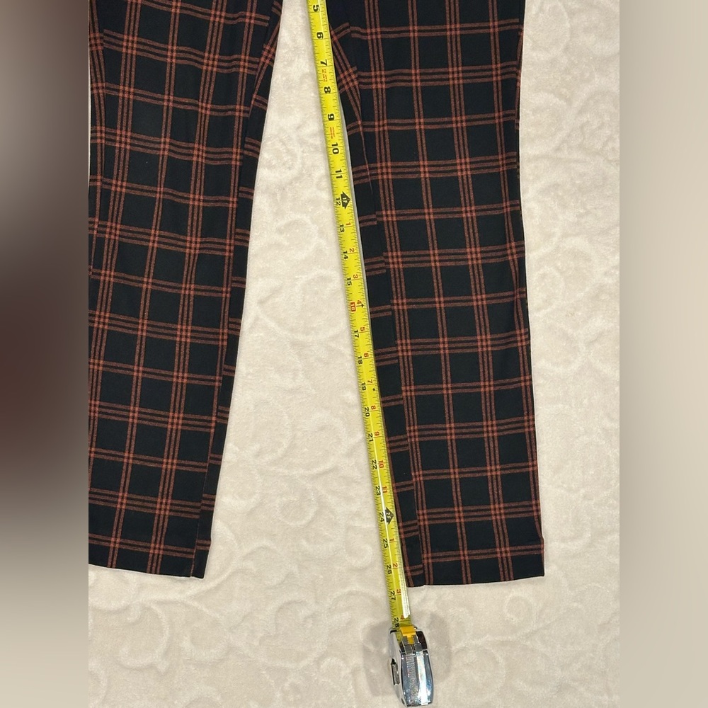 Nordstrom Rack Black and Rust Plaid Ankle Pants, Stretch, Zipper and Button XS - Picture 8 of 16